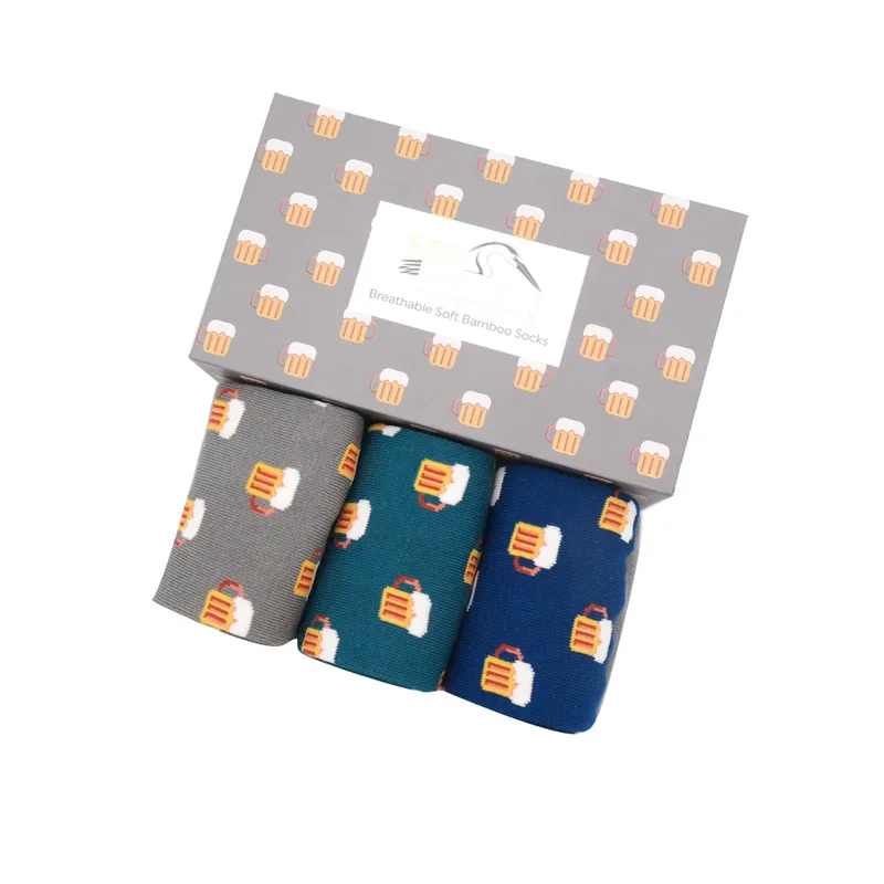 Mr Heron BH011 Bamboo Beer Socks 3 Pack Gift Box-1