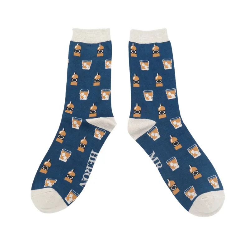 Mr Heron MH255 Bamboo Whiskey Socks Navy