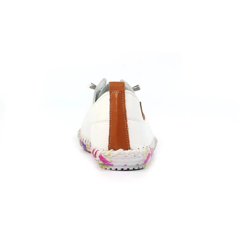 Lunar Padstow floral leather plimsoll White-5