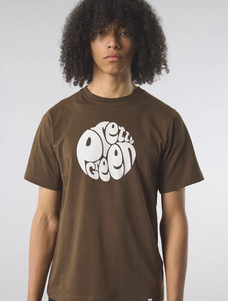 Pretty Green Gillespie Logo T-shirt Chocolate Brown-4