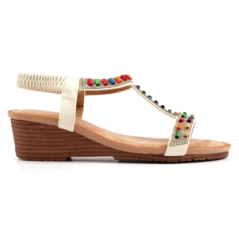 Lunar Reese beaded wedge sandal White-5