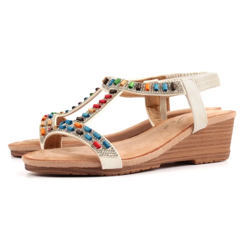 Lunar Reese beaded wedge sandal White-2
