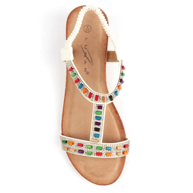 Lunar Reese beaded wedge sandal White-3