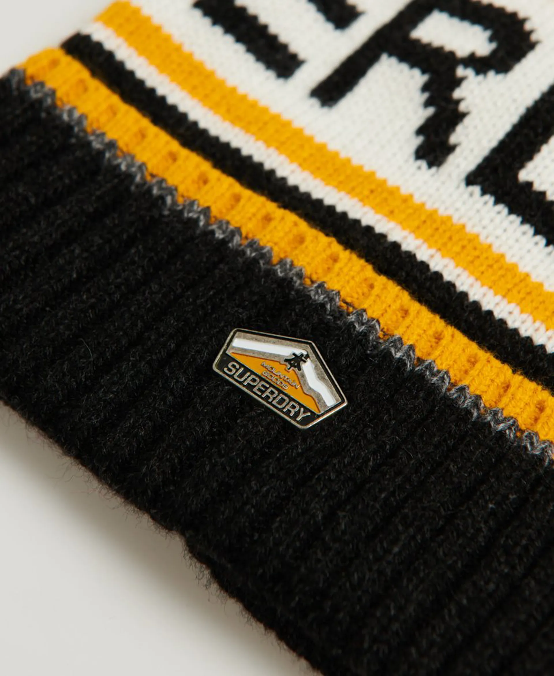 Superdry Logo Bobble Hat Black Mustard