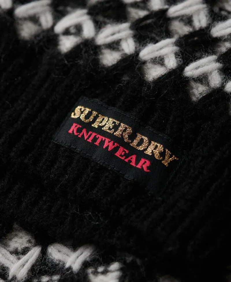 Superdry roll neck knit cropped jumper Black-3