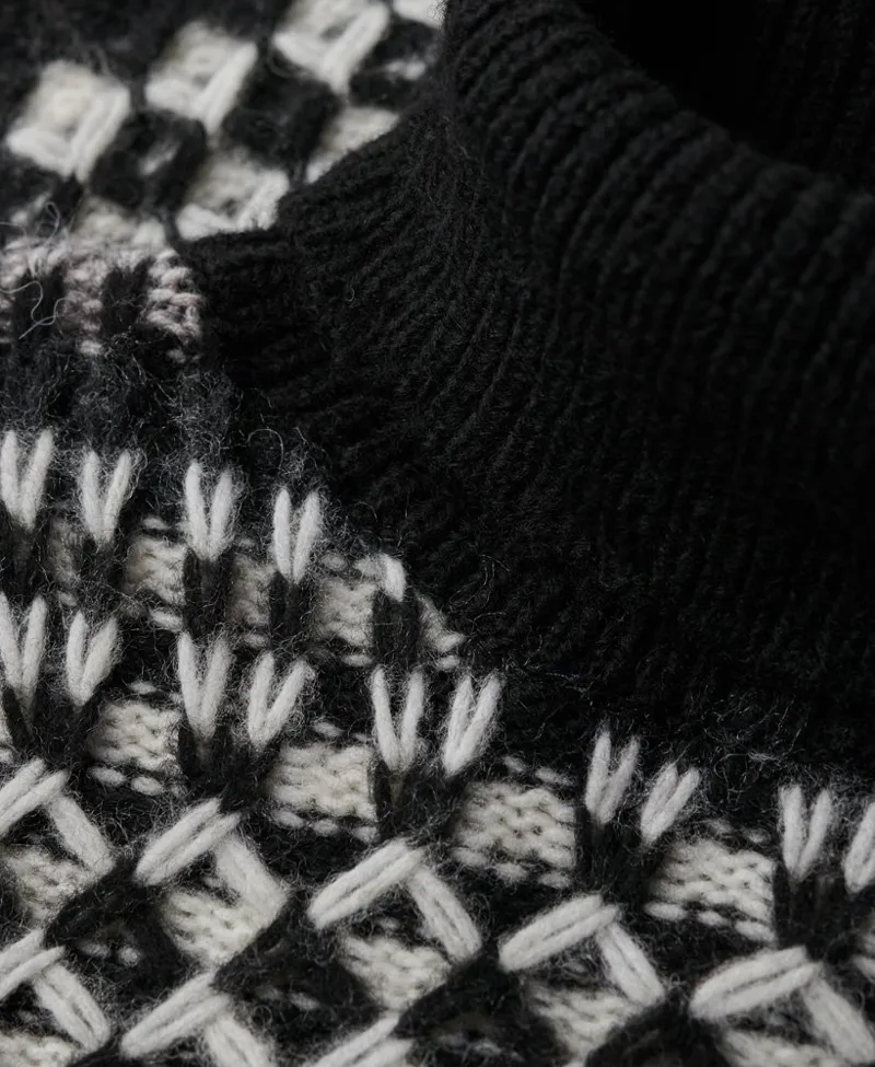 Superdry roll neck knit cropped jumper Black-4