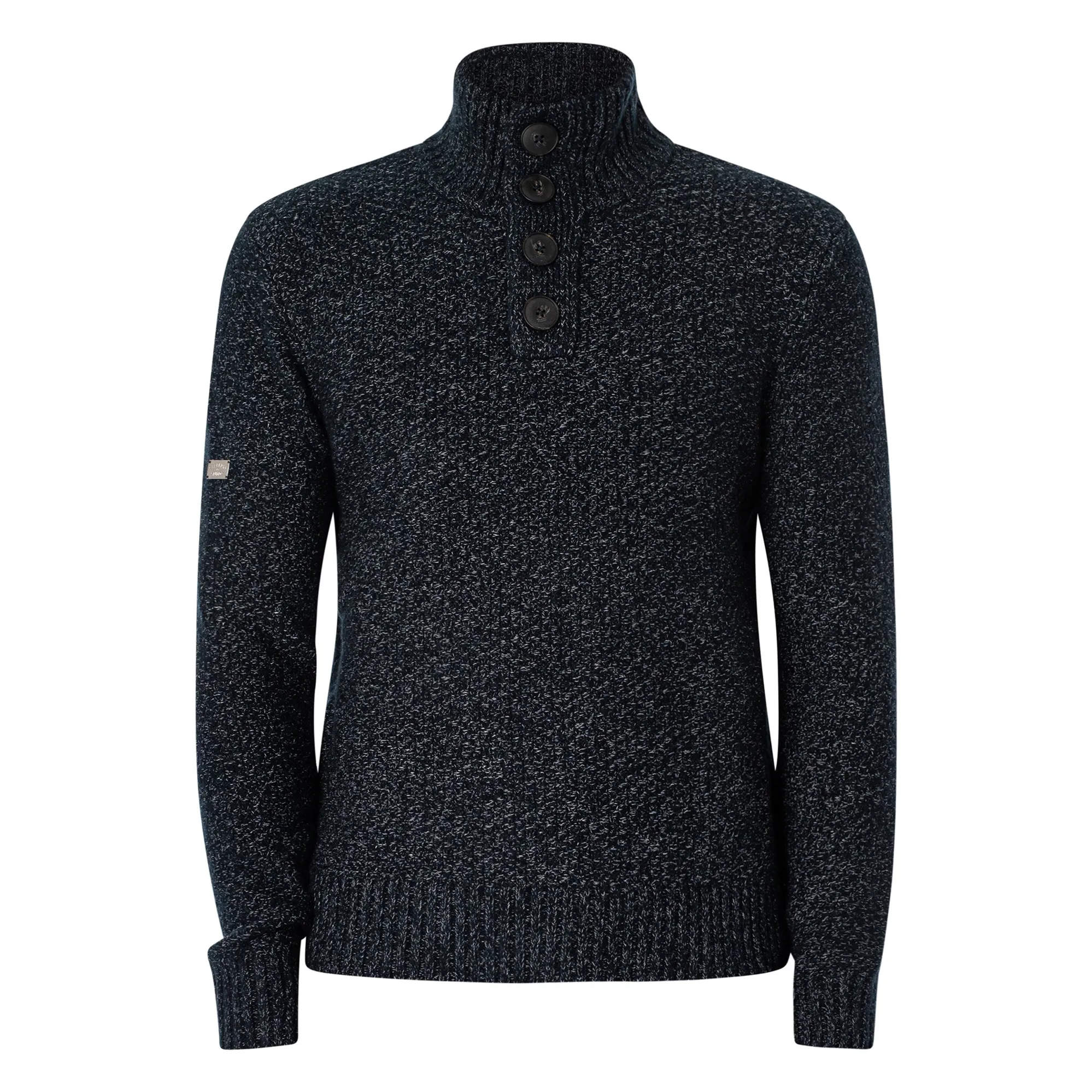 Superdry Chunky Knit Button Neck Eclipse Navy LARGE ONLY LAST ONE