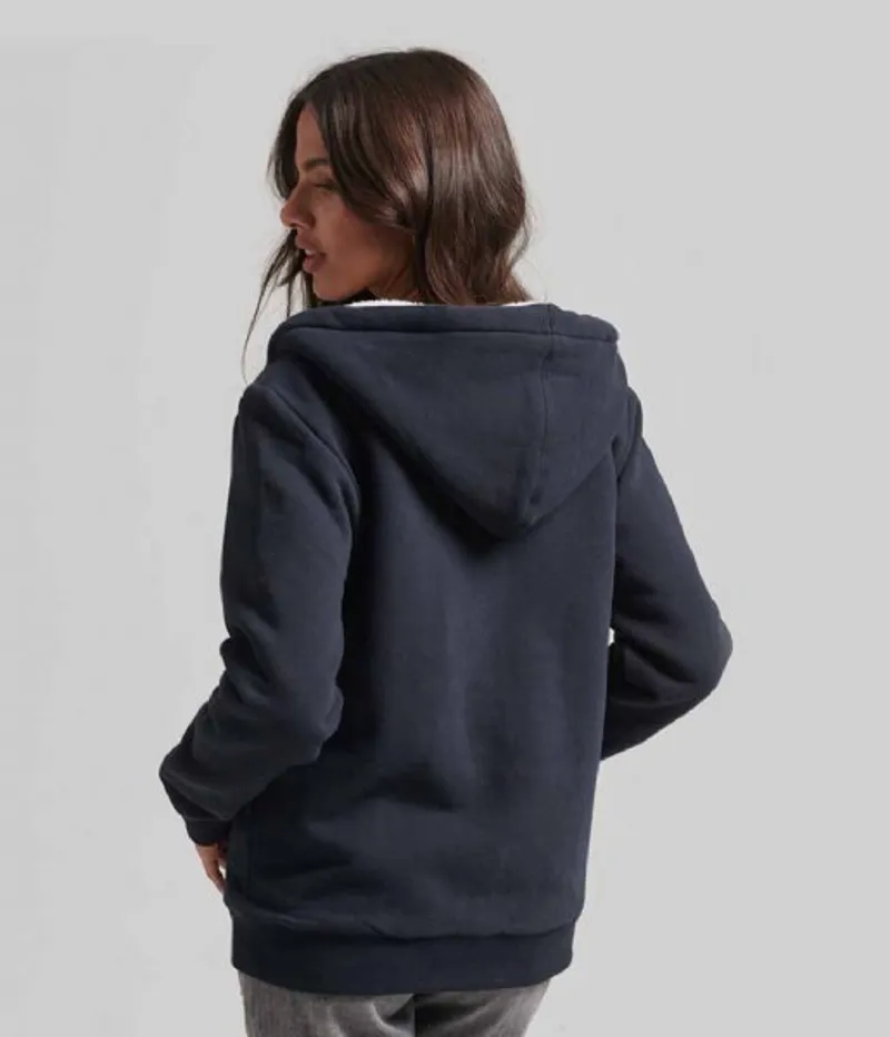 Superdry fur lined zip hoodie Navy-1