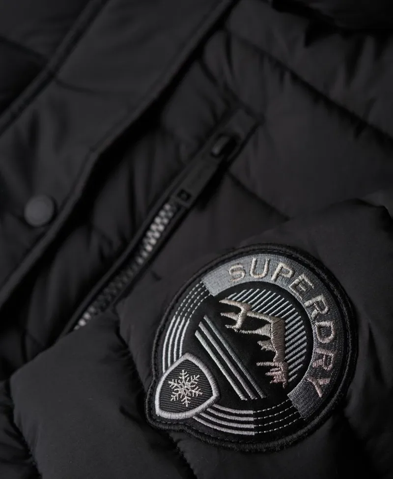 Superdry fuji mid length puffer coat Black-3