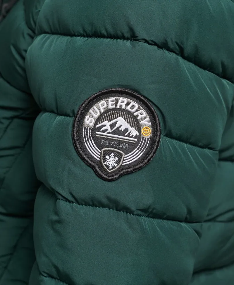 Superdry faux fur mid length puffer jacket Green-3