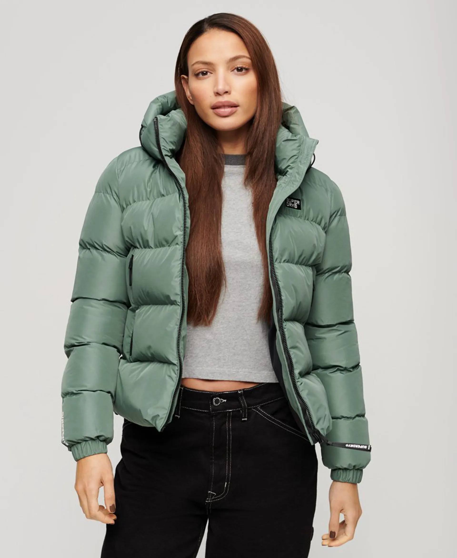 womens City Padded Bomber Jacket in Dusty Olive Green | UK
