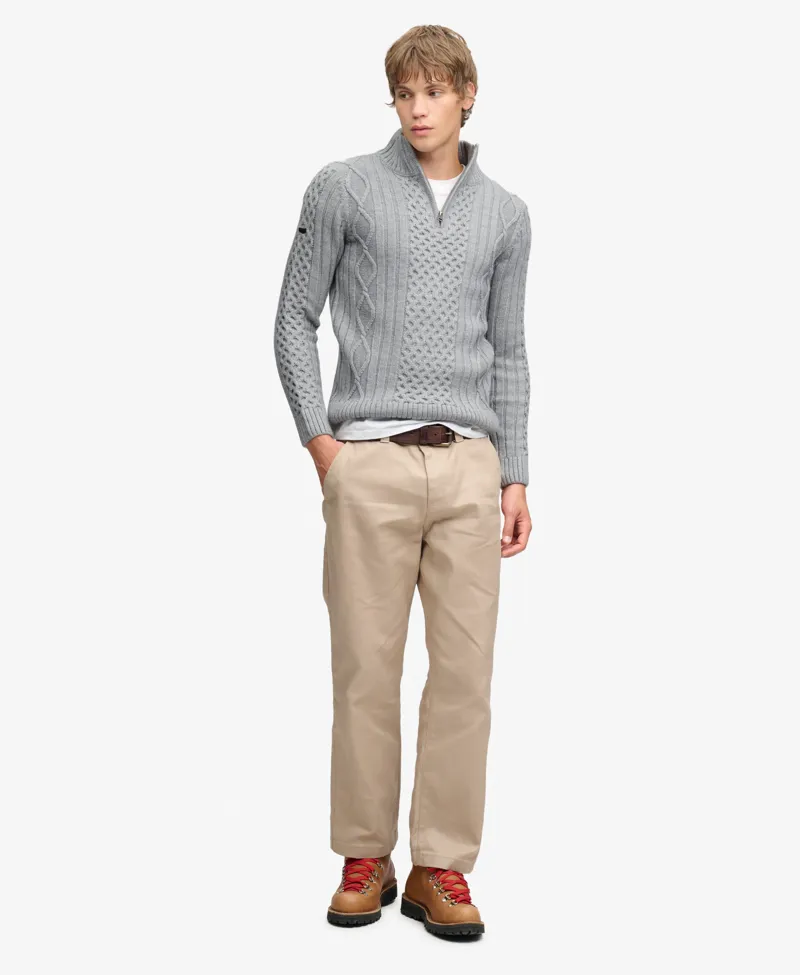 Superdry Jacob Cable Half Zip Knit Mid Grey-3