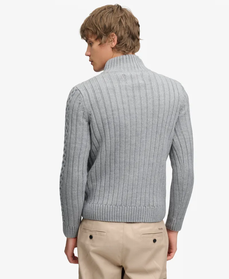 Superdry Jacob Cable Half Zip Knit Mid Grey-5