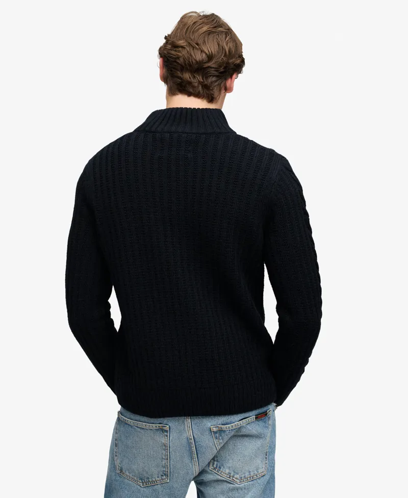 Superdry Jacob Cable Half Zip Knit Eclipse Navy-2