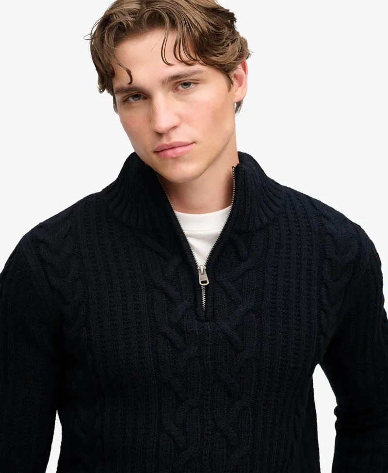 Superdry Jacob Cable Half Zip Knit Eclipse Navy-4