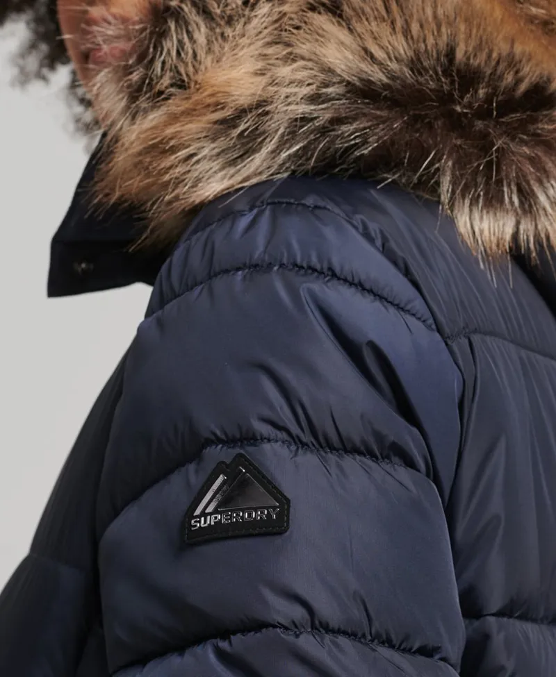 Superdry mountain luxe longline coat Navy-2