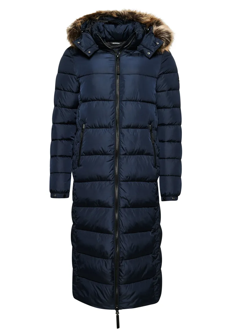 Superdry mountain luxe longline coat Navy-1