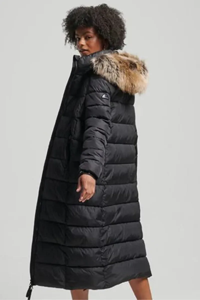 Superdry mountain luxe longline coat Black-2