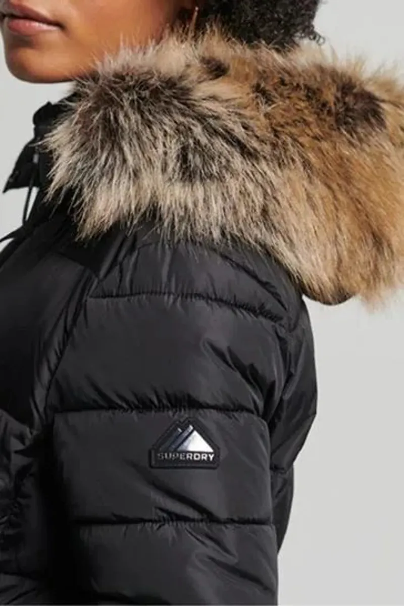 Superdry mountain luxe longline coat Black-5