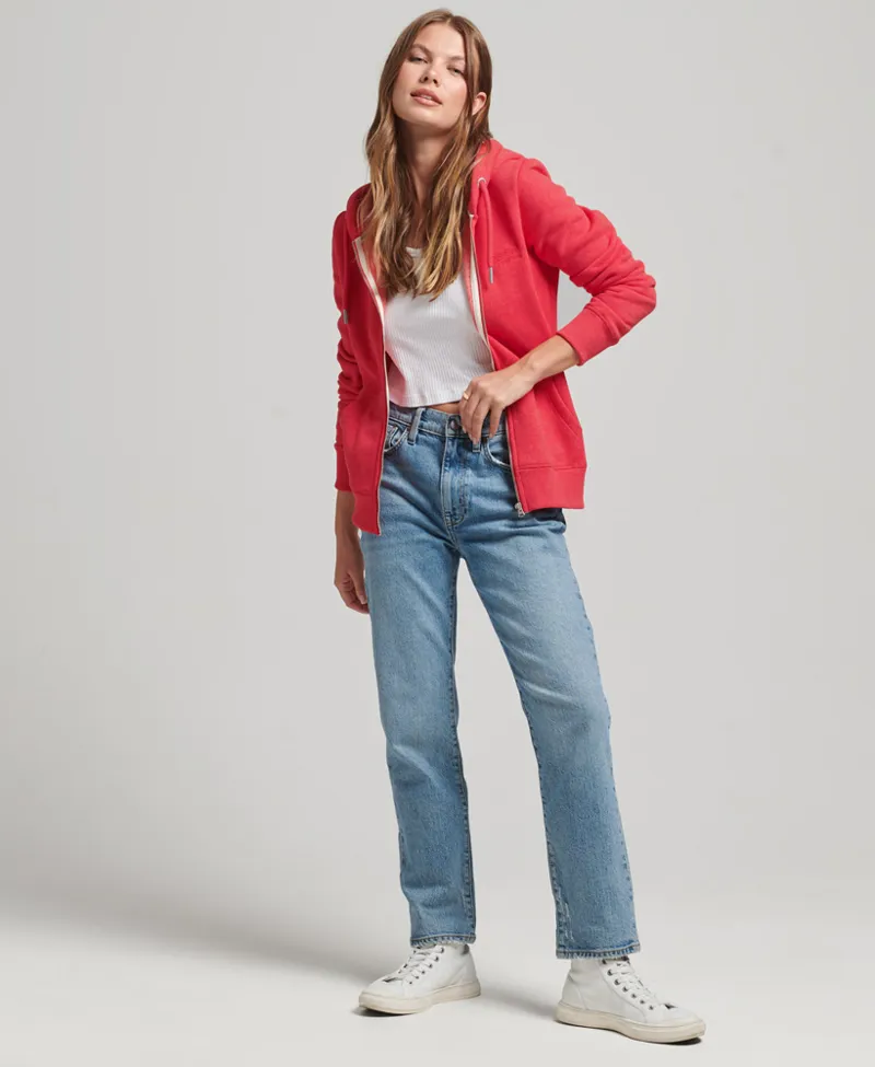 Superdry vintage logo zip hoodie Red