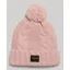Superdry cable knit beanie hat Pink
