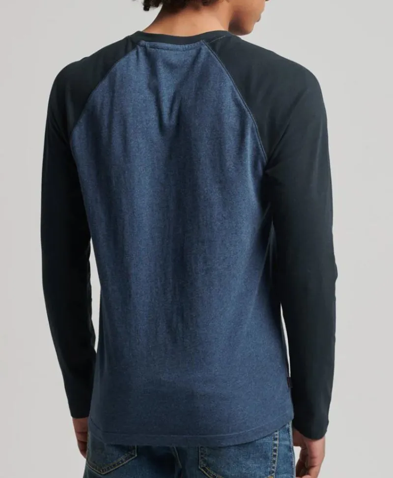 Superdry Baseball Long  Sleeve T-Shirt  Blue/Eclipse Navy LARGE ONLY-1