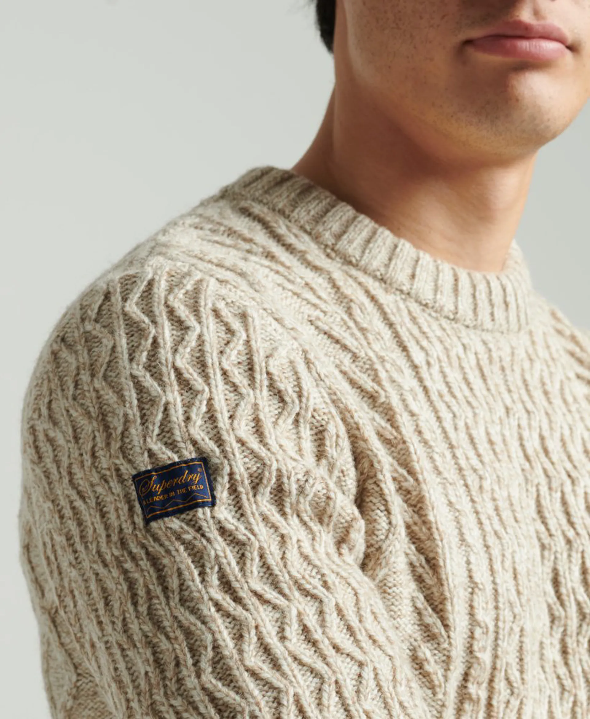 Superdry M110305A Jacob Crew Jumper Ecru