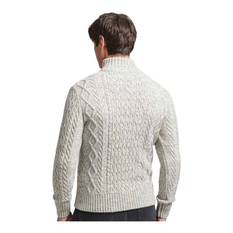 Superdry Rib Pattern Jacob Henley Zip Neck Jumper Ecru-2