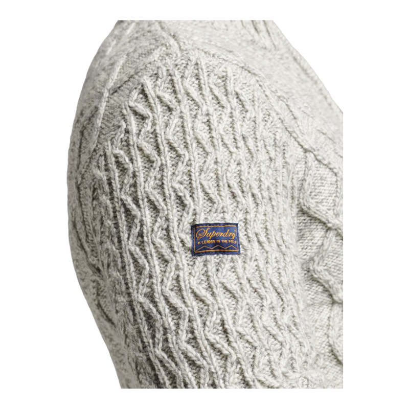 Superdry Rib Pattern Jacob Henley Zip Neck Jumper Ecru-4