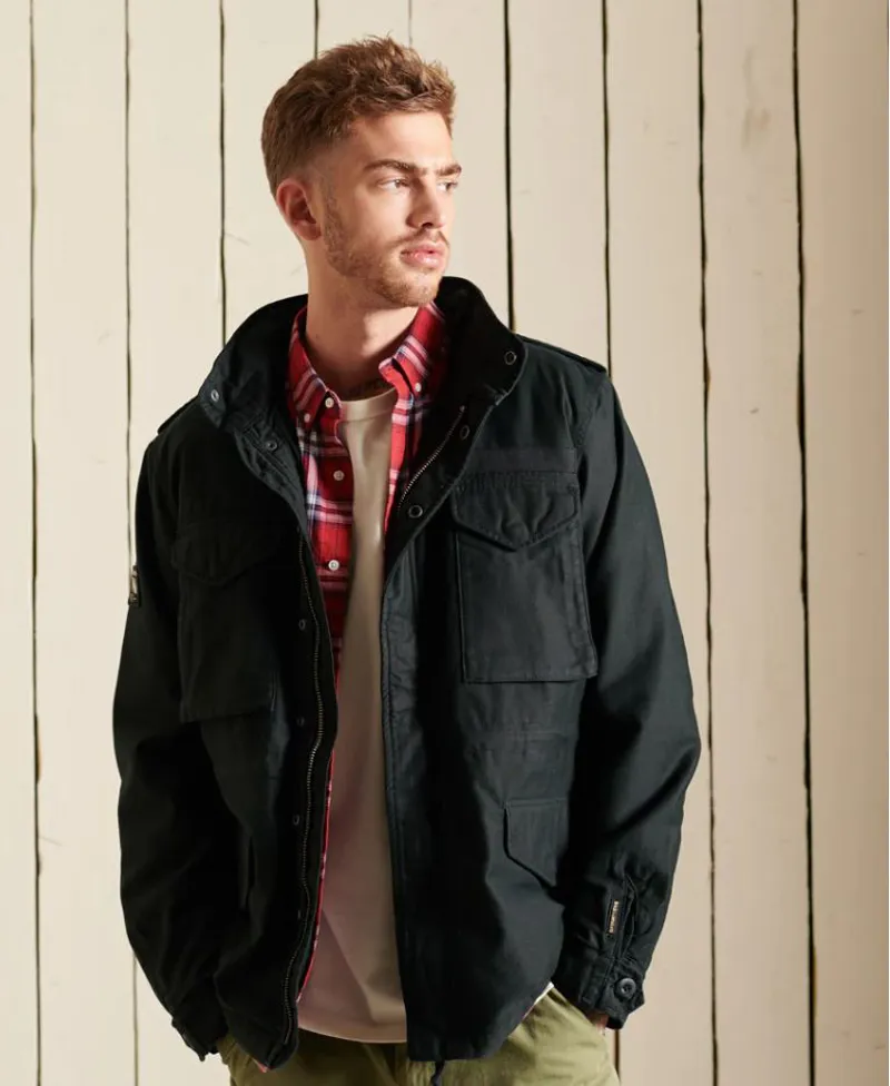 Superdry Black M65 Borg Lined Jacket