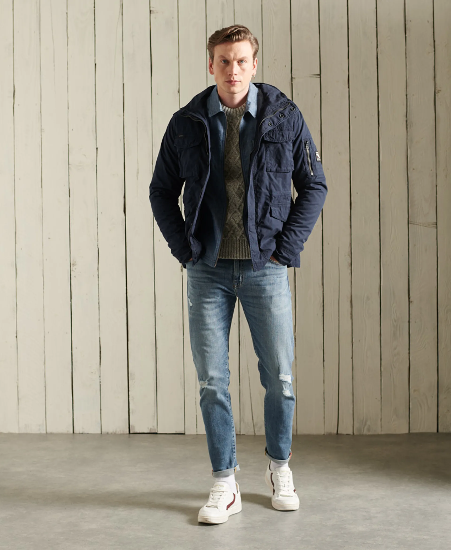 Superdry Mens M5010351A-3PH Rookie Military Jacket Navy