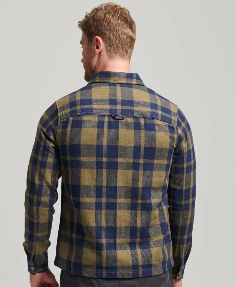 Superdry Wool Zip Checked Overshirt Shacket Olive-1