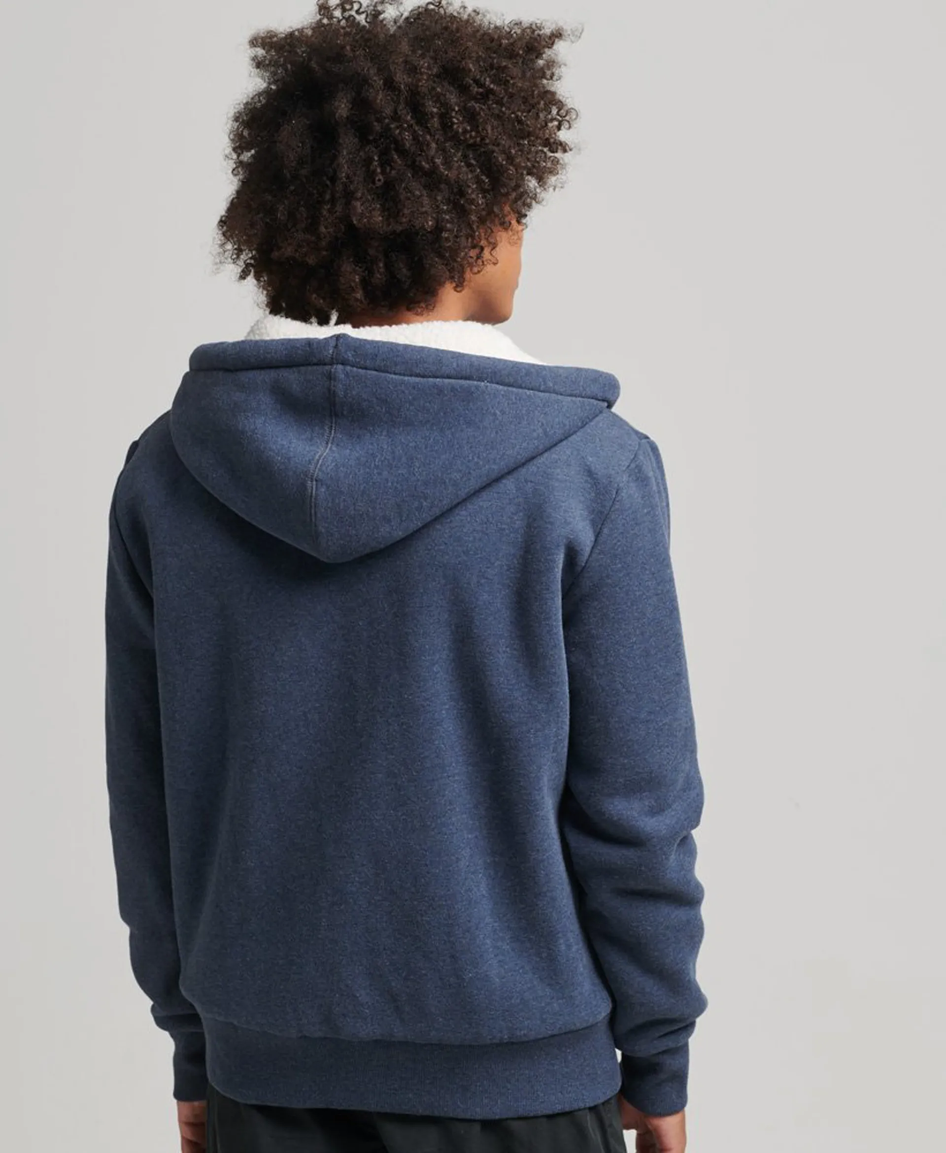 Superdry Borg Lined Zip Hoodie Navy Marl XXL ONLY LAST ONE