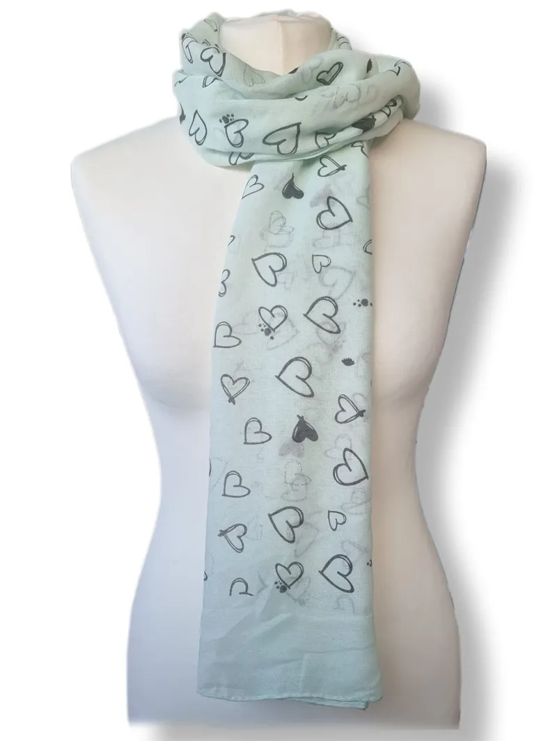 Passion Accessories heart print sheer scarf Mint