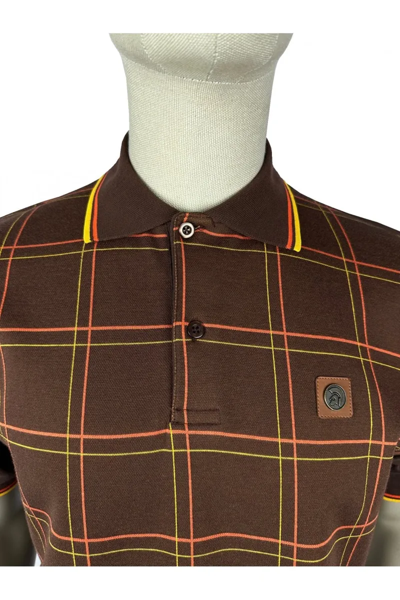 Trojan Check Panel Polo Chocolate MEDIUM ONLY LAST ONE-1