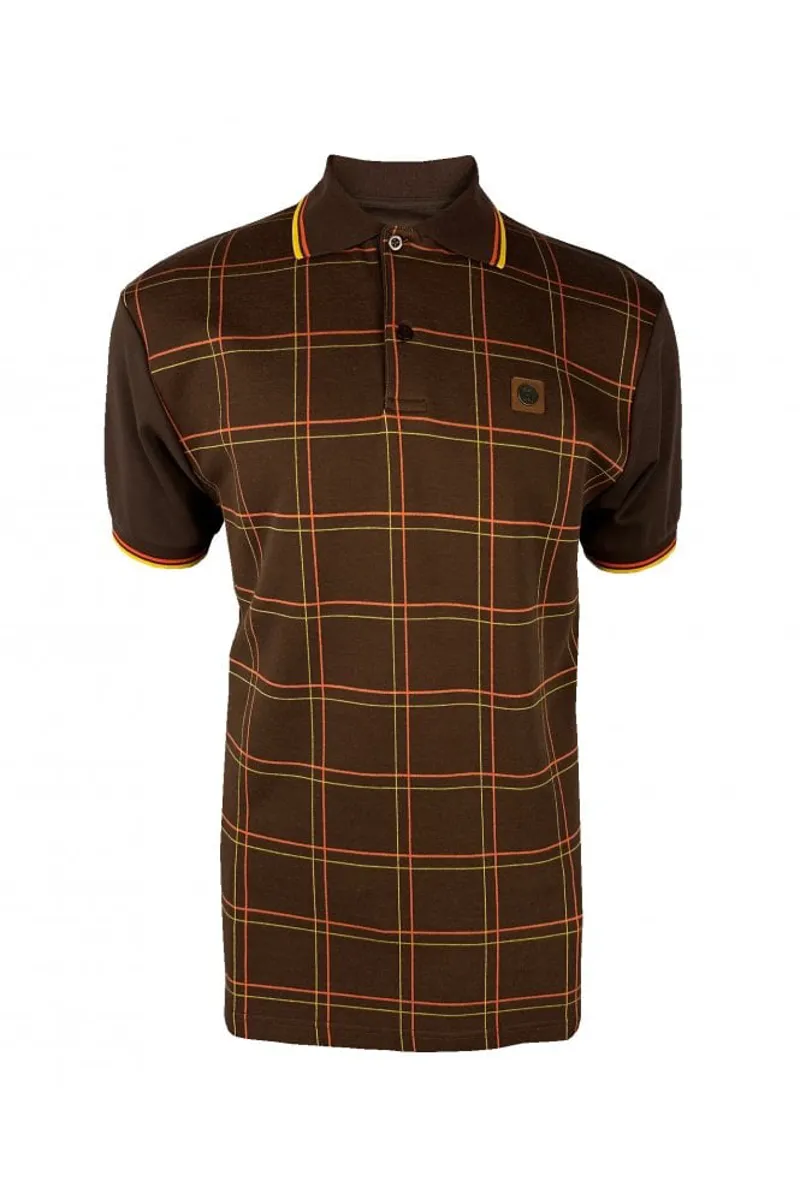 Trojan Check Panel Polo Chocolate MEDIUM ONLY LAST ONE-2