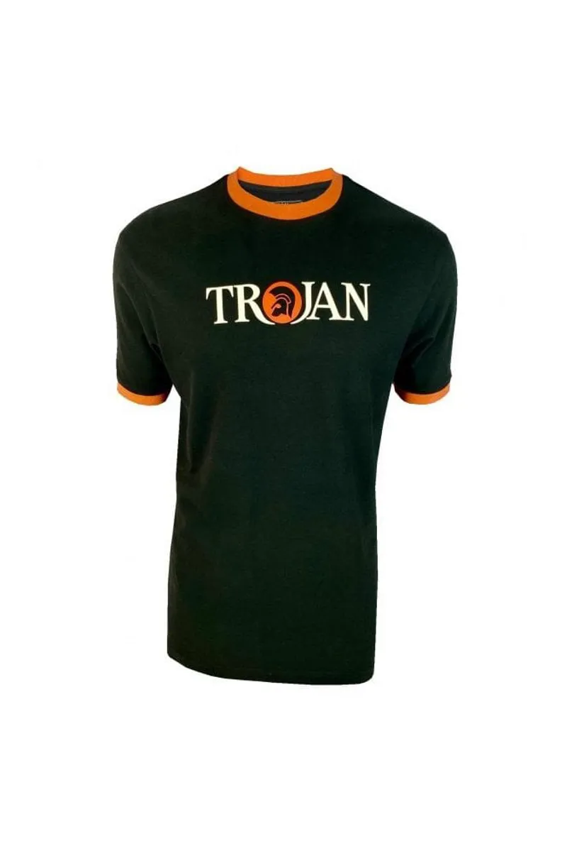 Trojan Logo Ringer T-Shirt Black-2
