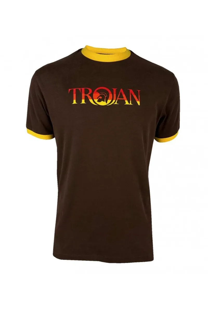 Trojan Logo Ringer T-Shirt Chocolate SIZE LARGE and XXXL ONLY-2