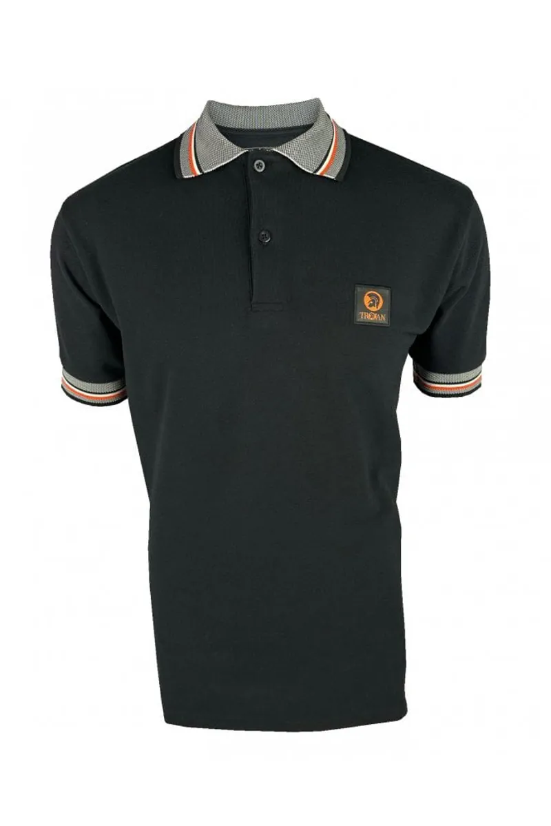 Trojan Oxford Collar Pique Polo Black-2