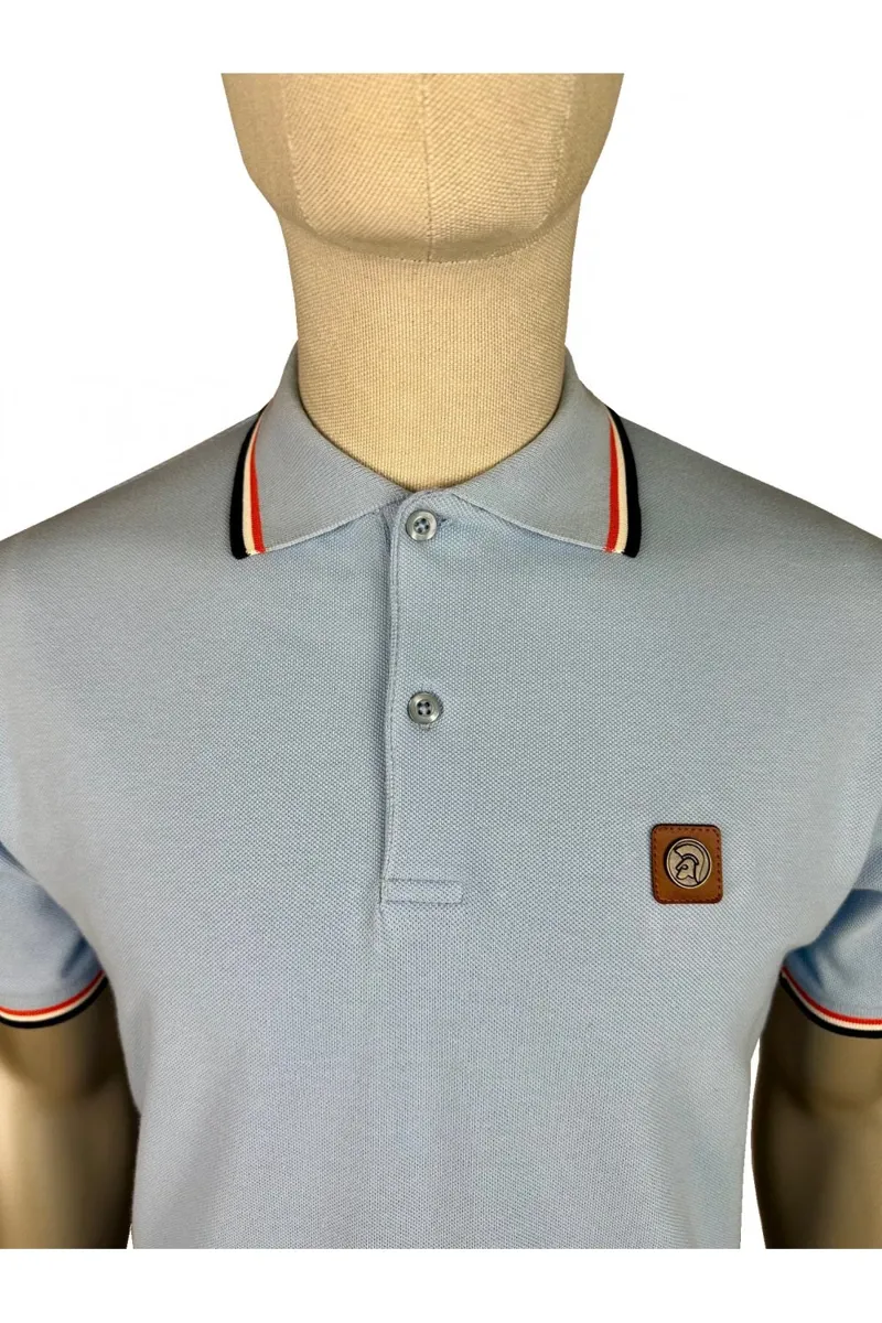 Trojan Three Colour Tipped Pique Polo Powder-1