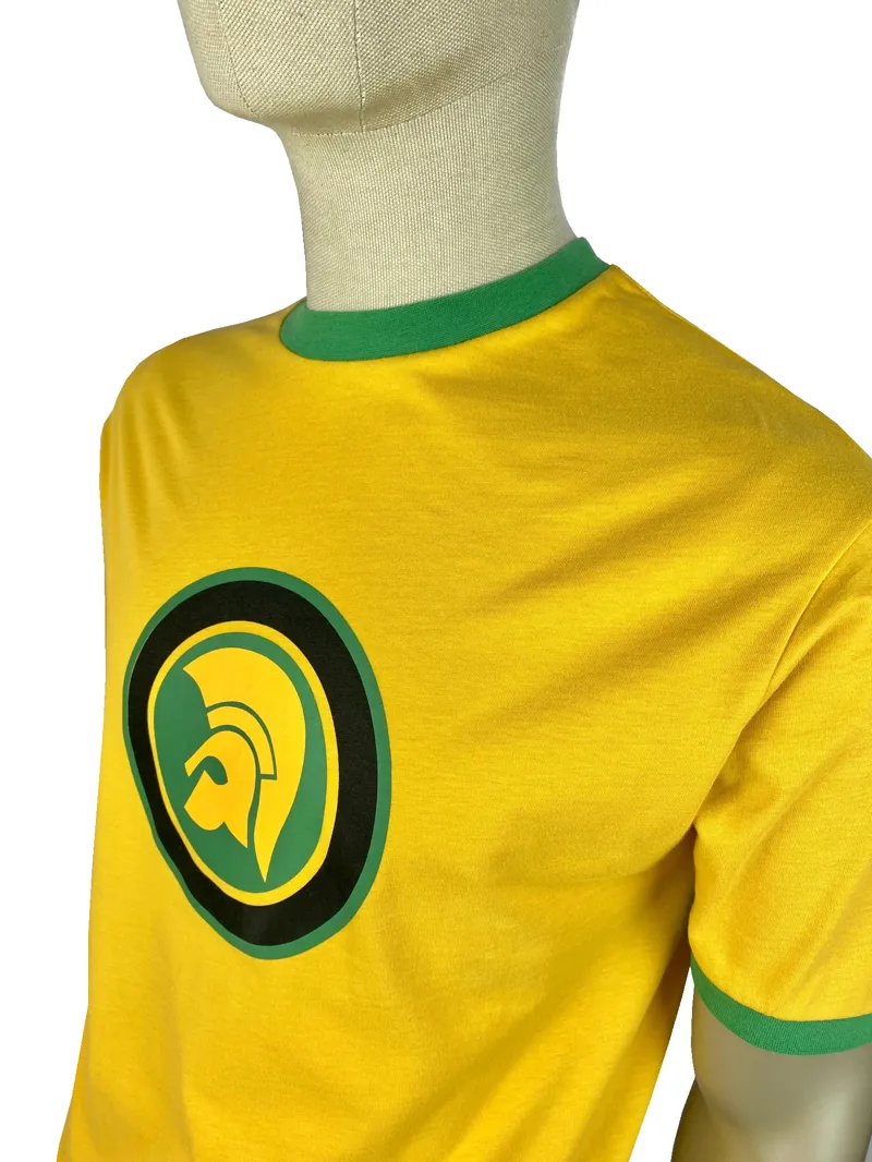 Trojan Ringer Circle Print Head Logo T-shirt Yellow-2