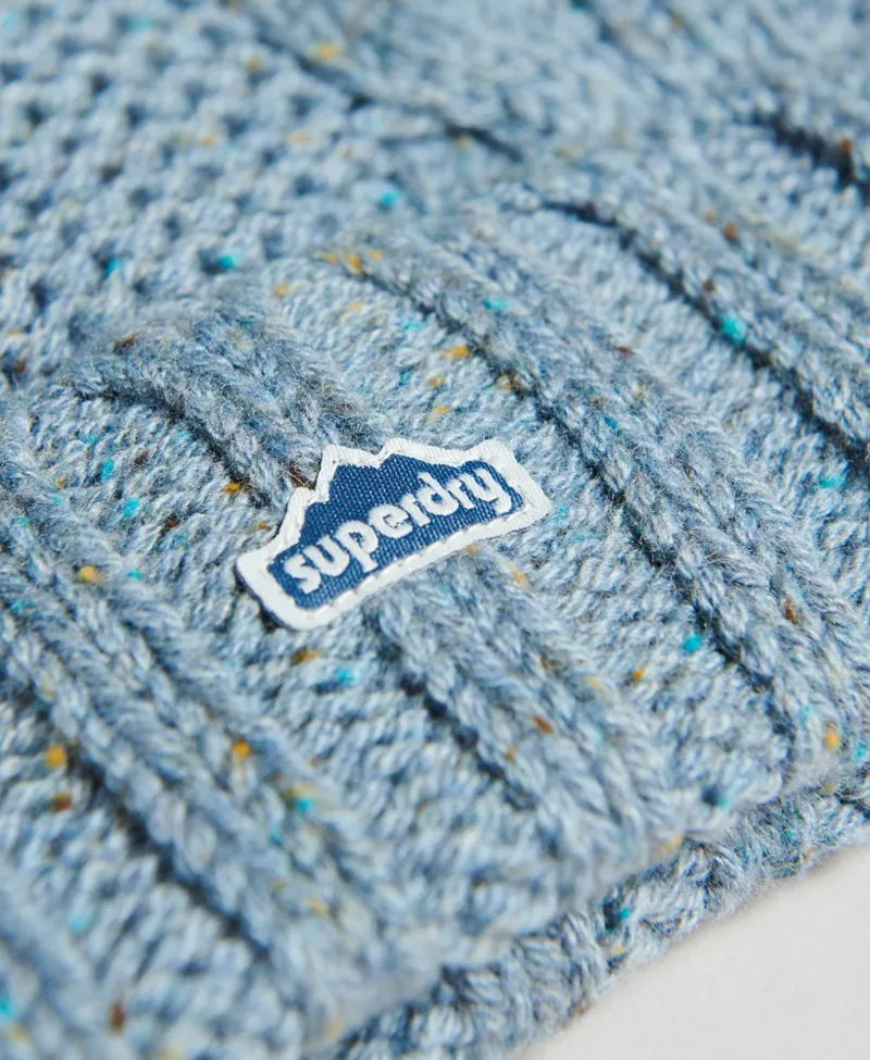 Superdry cable knit bobble hat Blue-1