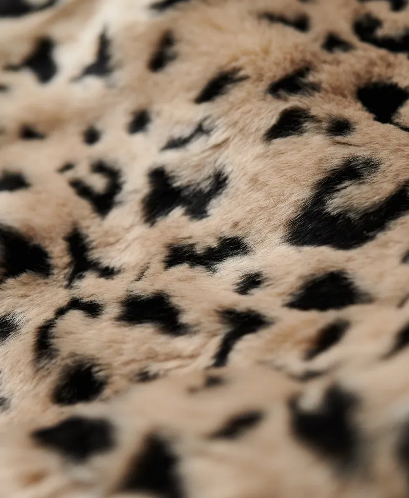 Superdry leopard print vintage fur coat Black-3