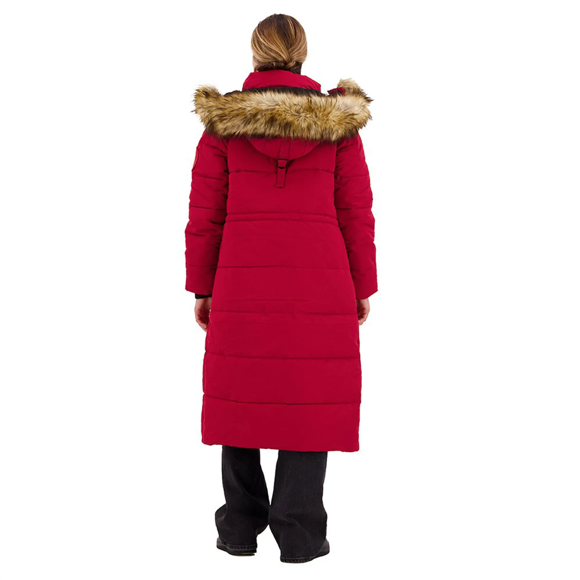 Superdry Longline Faux Fur Everest Coat Red