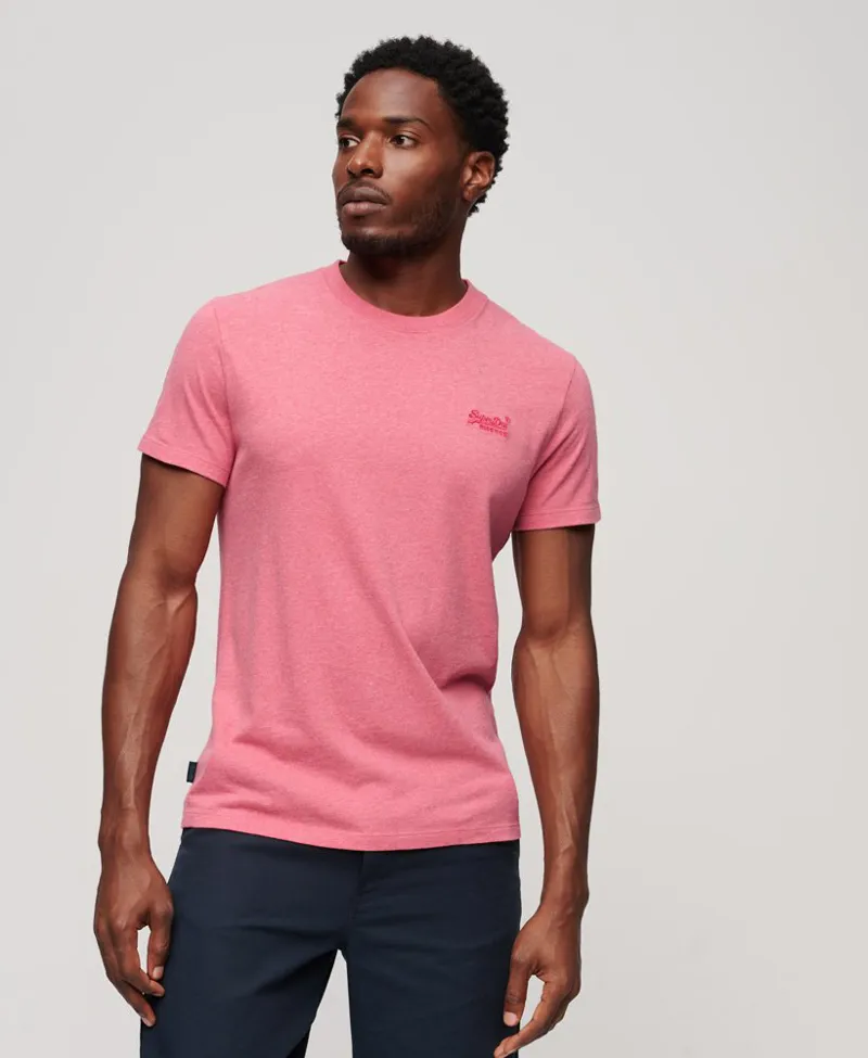 Superdry Vintage Logo Embroidered T Shirt Pink Marl