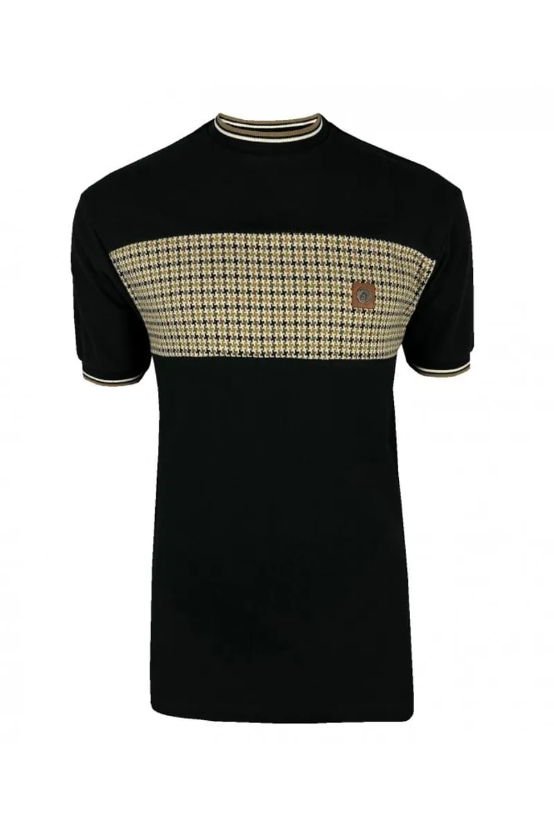 Trojan Houndstooth Panel T-Shirt Black-2