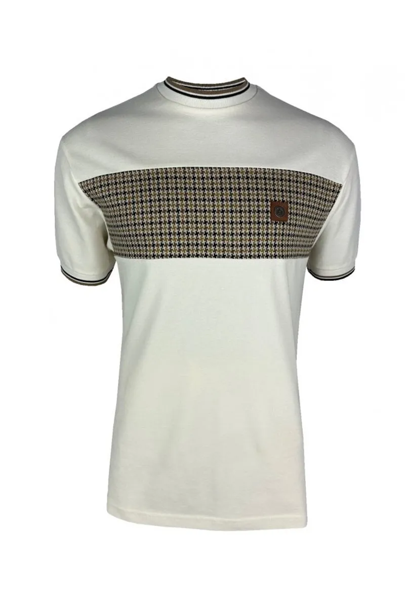 Trojan Houndstooth Panel T-Shirt Ecru-2