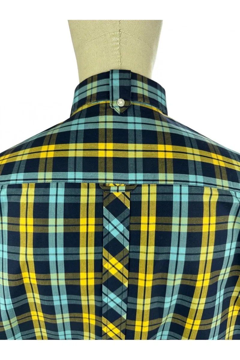 Trojan Windowpane Check SS Shirt Navy-3