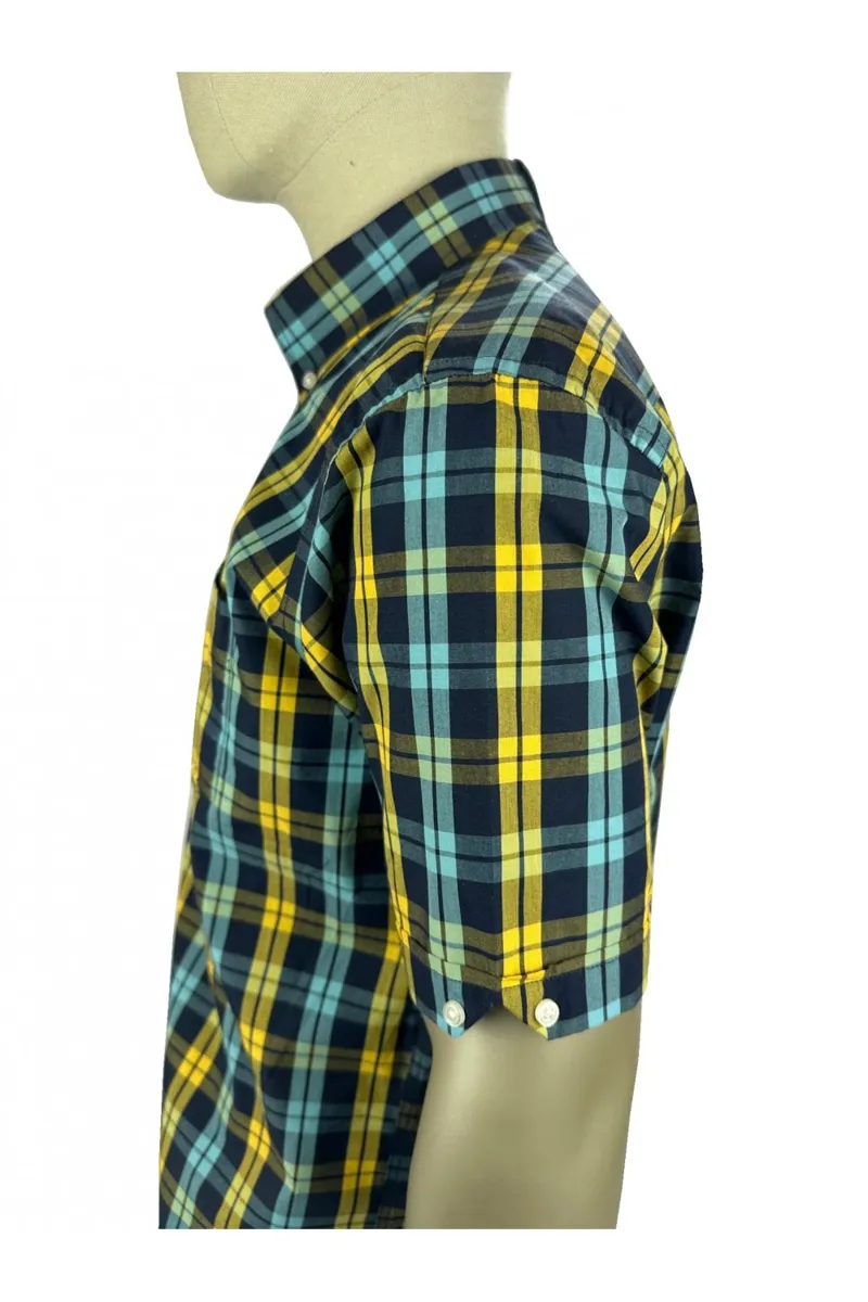 Trojan Windowpane Check SS Shirt Navy-4