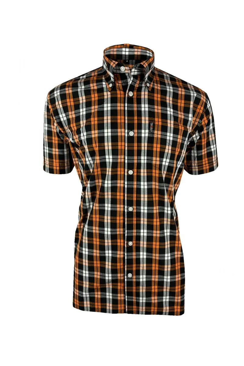 Trojan Windowpane Check SS Shirt Black / Orange Trojan-5